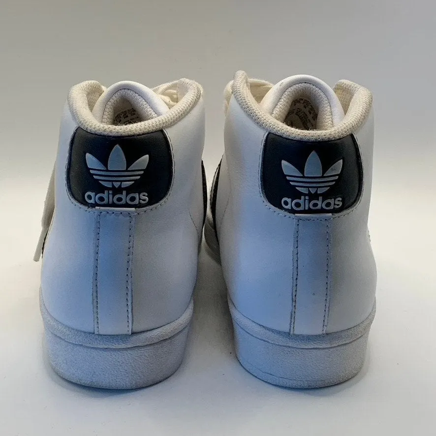 ADIDAS Women's White/Black Pro Model 3-Stripe High-Top Lace-Up Sneakers SZ 5.5