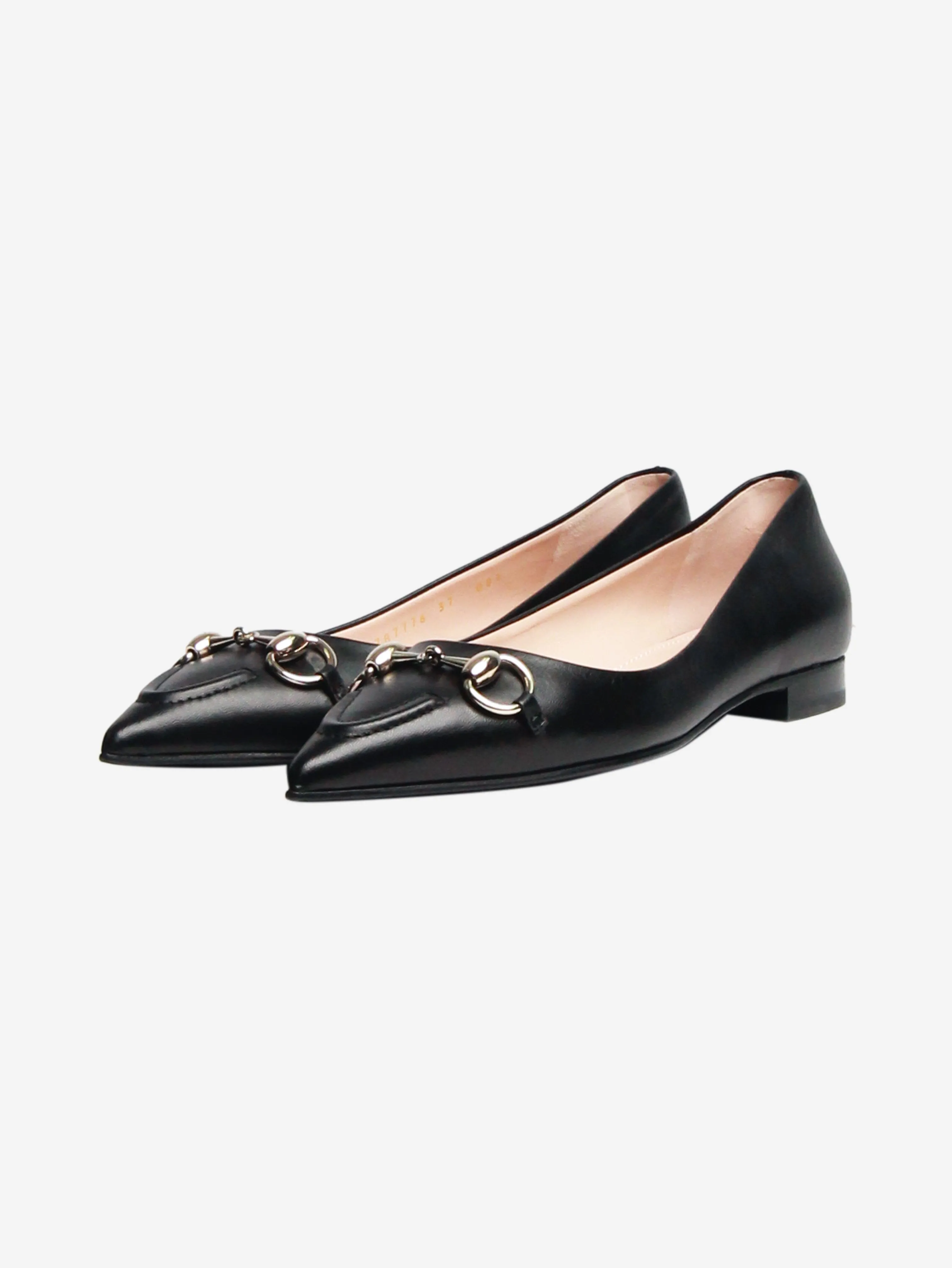 Black leather Horsebit ballet flats - size EU 37