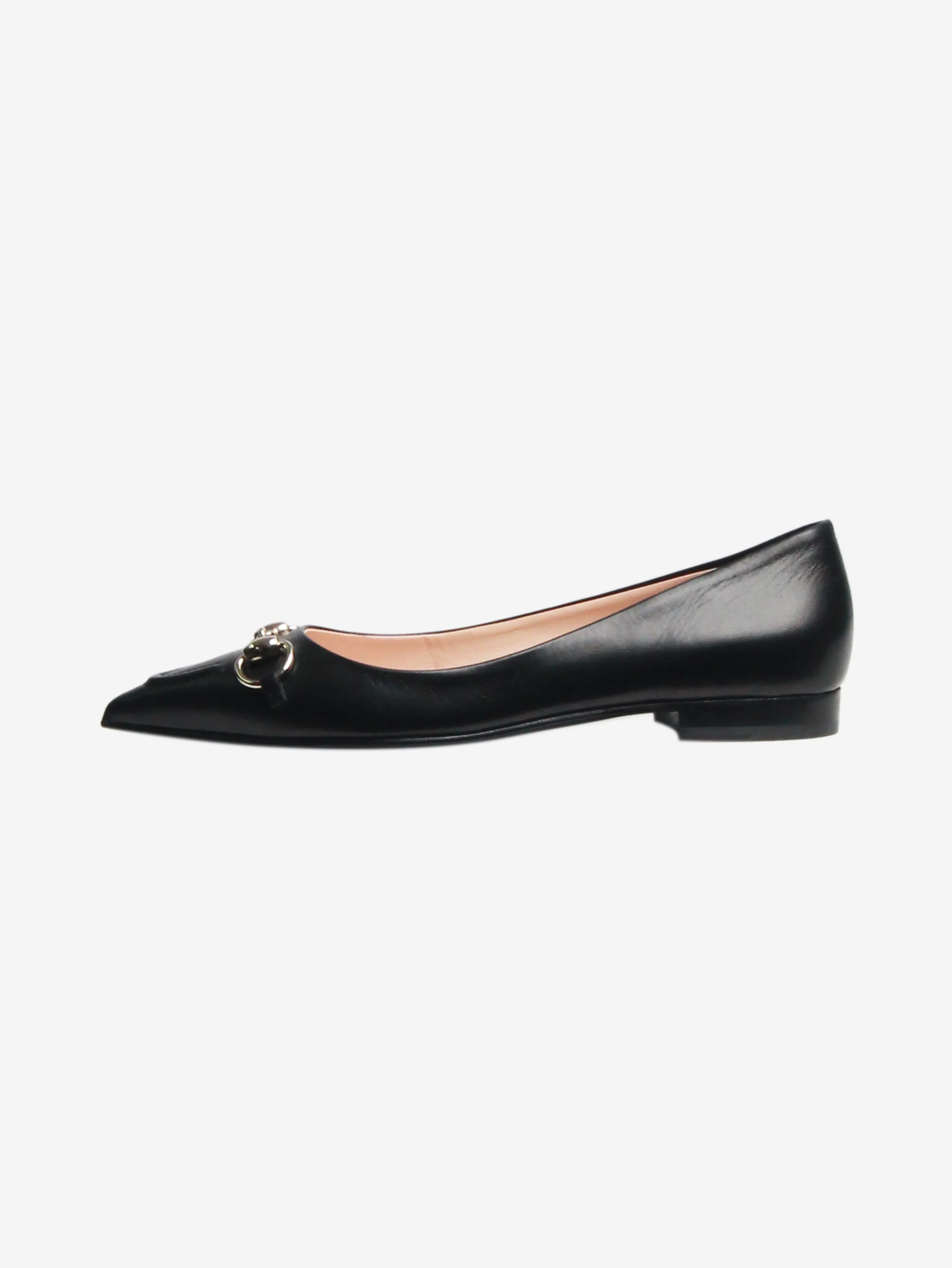 Black leather Horsebit ballet flats - size EU 37