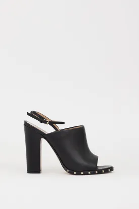 Black Leather Soul Rockstud Slingback Heel