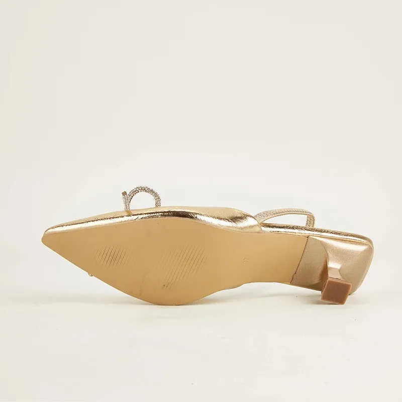 Bowknot Thin Women Gladiator Slingbacks Party Pointed Toe Prom Shoes Low Heel Pumps