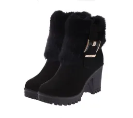 Buckled High Heels Snow Boots
