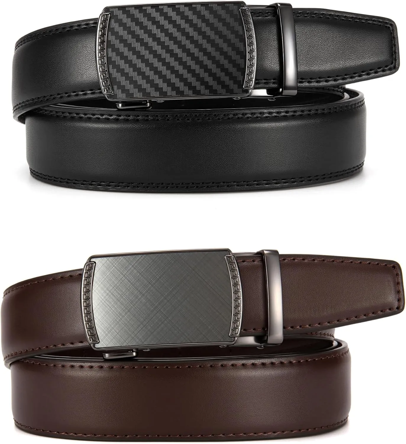 CHAOREN Mens Dress Belt Leather 2 Pack - Mens Ratchet Belt for Dress Shirt and Pants Every Occasion (32mm)