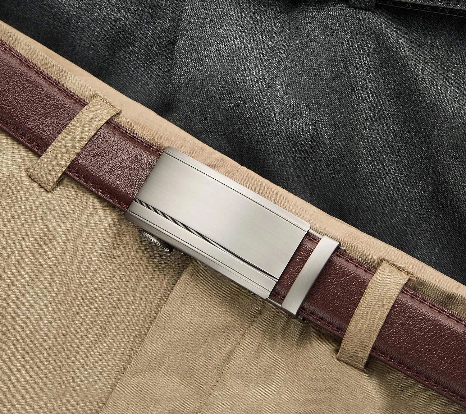 CHAOREN Mens Dress Belt Leather 2 Pack - Mens Ratchet Belt for Dress Shirt and Pants Every Occasion (32mm)