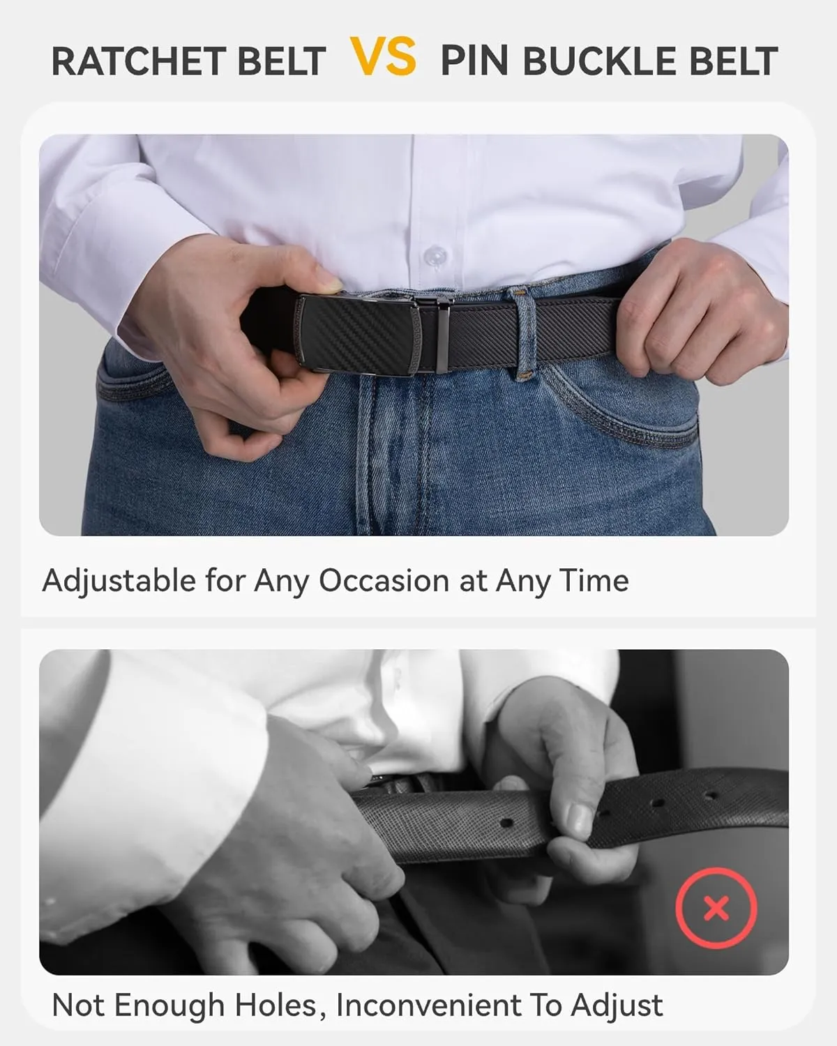 CHAOREN Mens Dress Belt Leather 2 Pack - Mens Ratchet Belt for Dress Shirt and Pants Every Occasion (32mm)