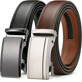 CHAOREN Mens Dress Belt Leather 2 Pack - Mens Ratchet Belt for Dress Shirt and Pants Every Occasion (32mm)