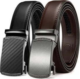 CHAOREN Mens Dress Belt Leather 2 Pack - Mens Ratchet Belt for Dress Shirt and Pants Every Occasion (32mm)