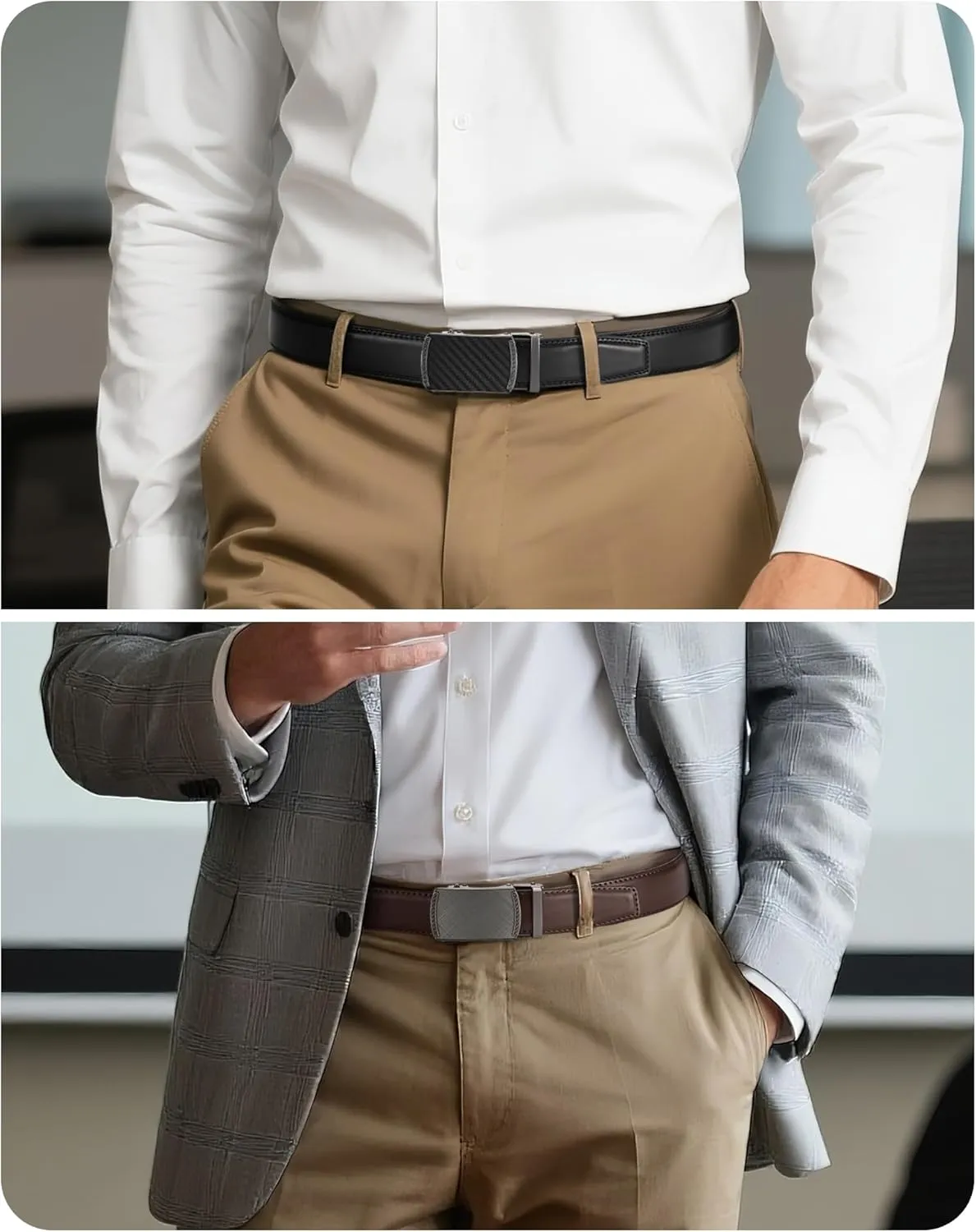CHAOREN Mens Dress Belt Leather 2 Pack - Mens Ratchet Belt for Dress Shirt and Pants Every Occasion (32mm)