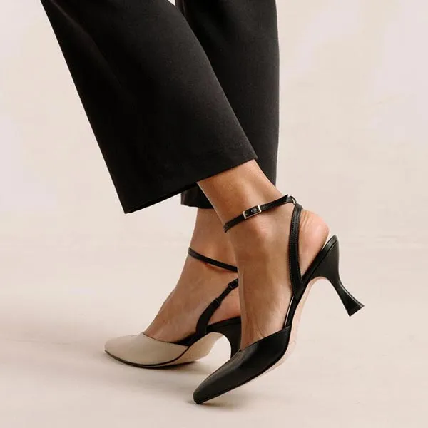 Cinderella Black and White | Leather pump