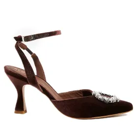 Cinderella Crystal Brown | Velvet pump