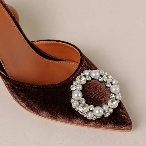 Cinderella Crystal Brown | Velvet pump