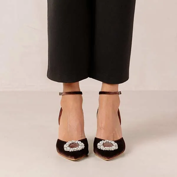 Cinderella Crystal Brown | Velvet pump