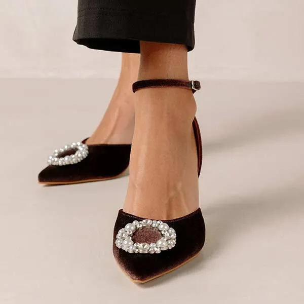 Cinderella Crystal Brown | Velvet pump