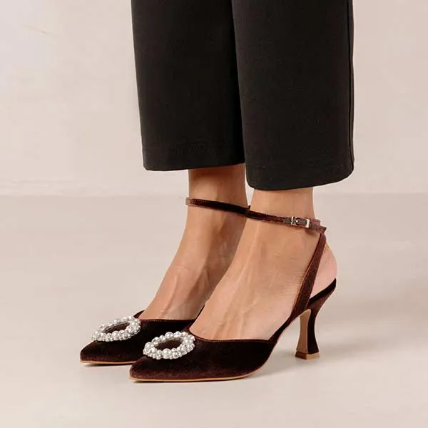 Cinderella Crystal Brown | Velvet pump