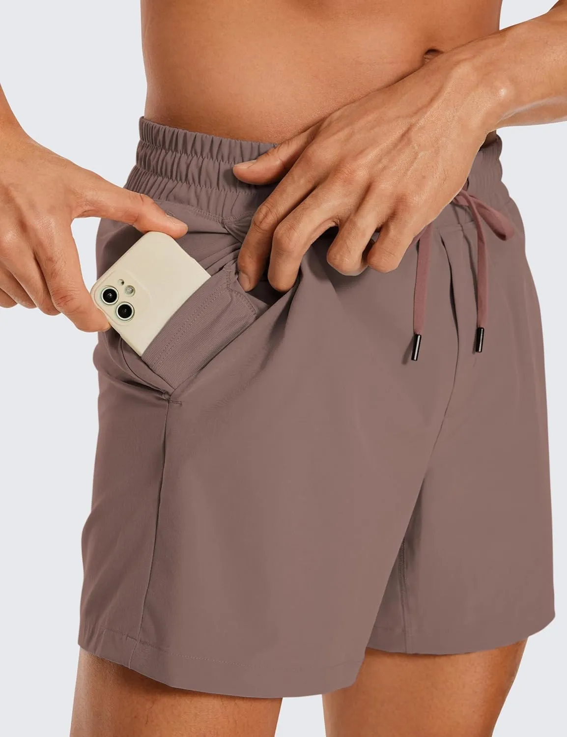 CRZ YOGA Men's Linerless Workout Shorts - 5'' Lightweight Quick Dry for Running Sports Athletic Gym with Pockets