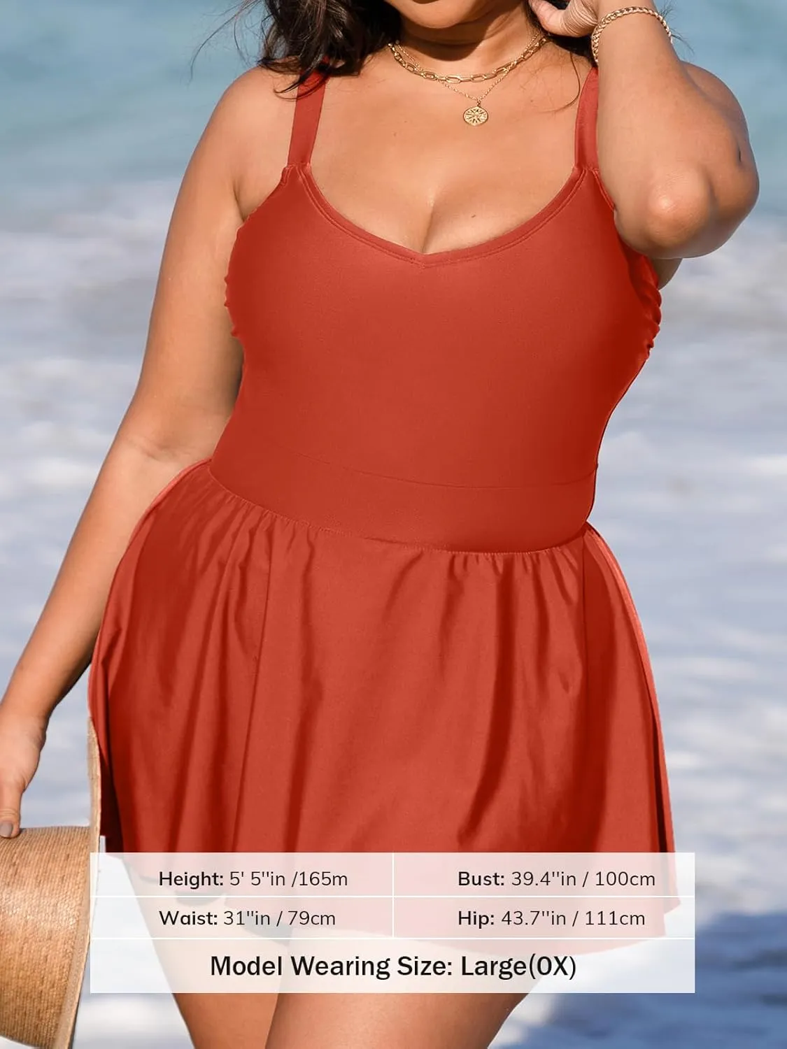 CUPSHE Plus Size Swimsuit for Women One Piece Bathing Suit Scoop Neck Ruffled Swim Dress Adjustable Straps