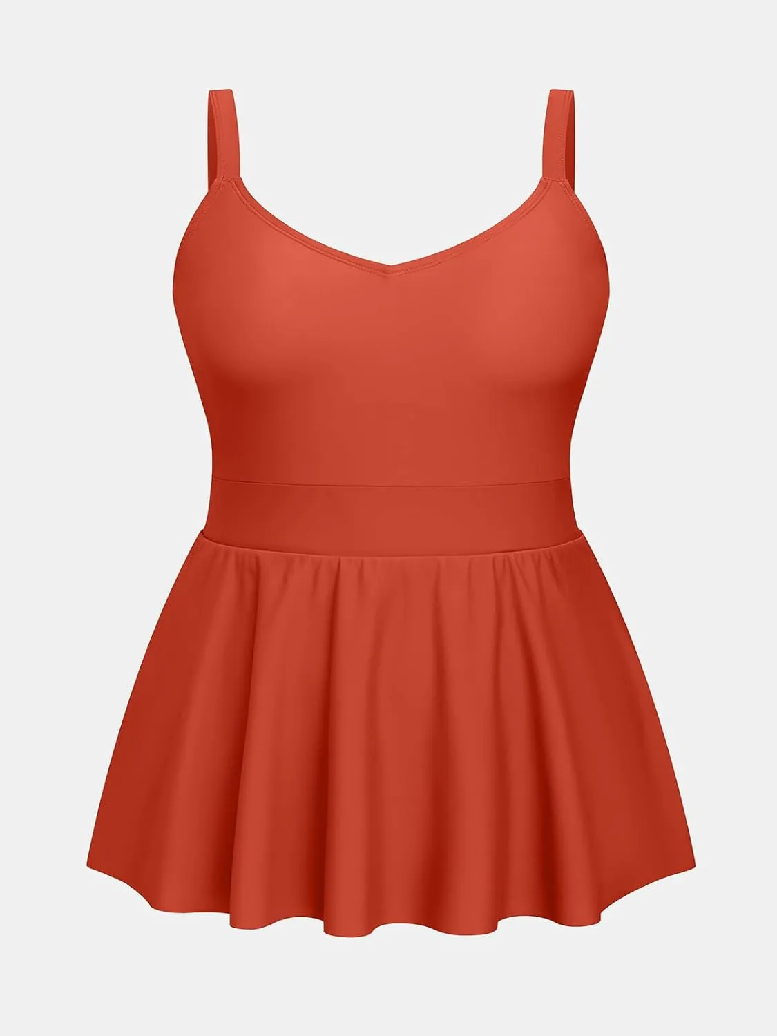 CUPSHE Plus Size Swimsuit for Women One Piece Bathing Suit Scoop Neck Ruffled Swim Dress Adjustable Straps
