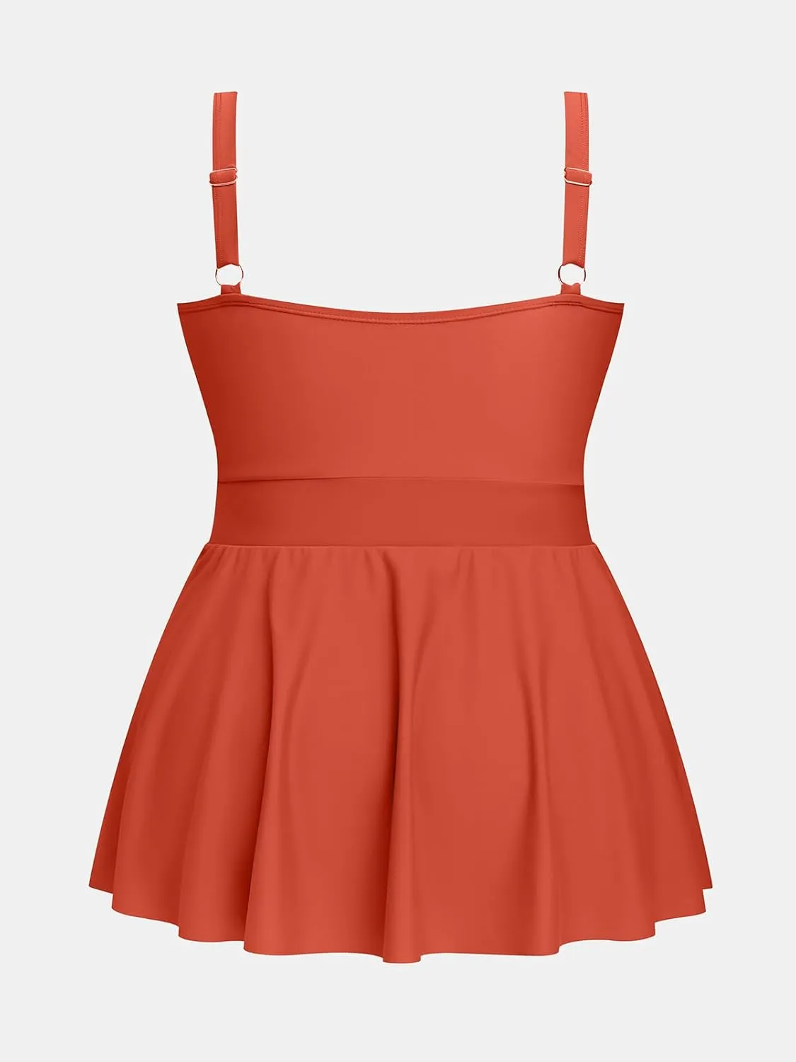 CUPSHE Plus Size Swimsuit for Women One Piece Bathing Suit Scoop Neck Ruffled Swim Dress Adjustable Straps