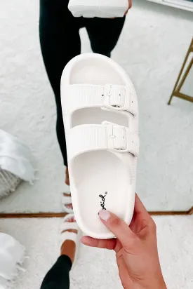 Destination Double Buckle Slip-On Sandals (Off White)