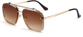 Dollger Square Aviator Sunglasses for Men and Women Fashion Metal Vintage Gradient Shades Sunglasses UV400 Protection