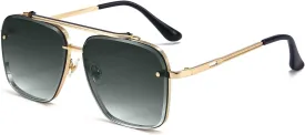Dollger Square Aviator Sunglasses for Men and Women Fashion Metal Vintage Gradient Shades Sunglasses UV400 Protection