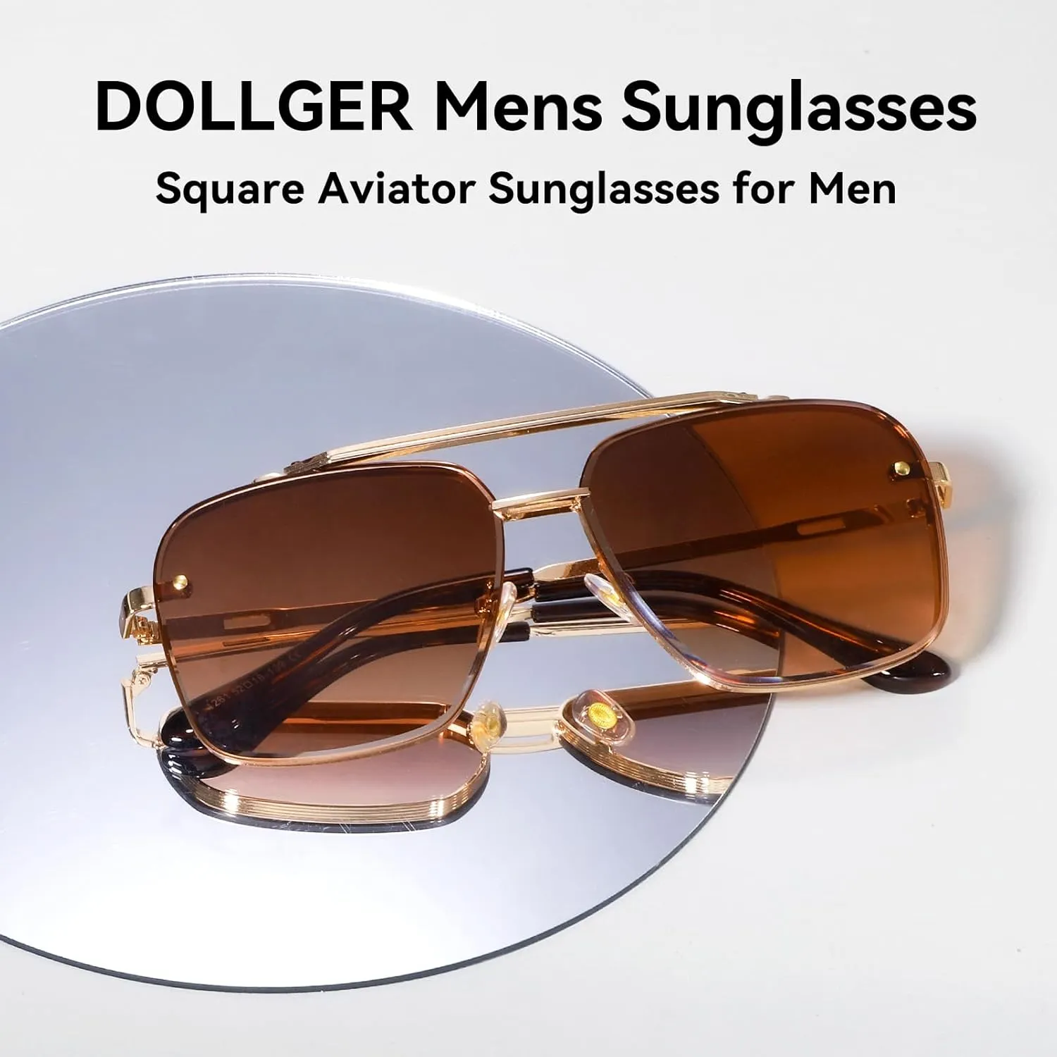 Dollger Square Aviator Sunglasses for Men and Women Fashion Metal Vintage Gradient Shades Sunglasses UV400 Protection