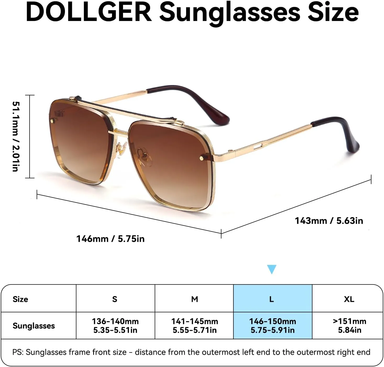 Dollger Square Aviator Sunglasses for Men and Women Fashion Metal Vintage Gradient Shades Sunglasses UV400 Protection