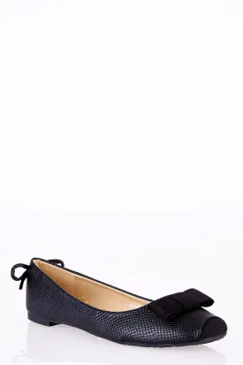Faux Snakeskin Pumps with Suedette Bow Detail