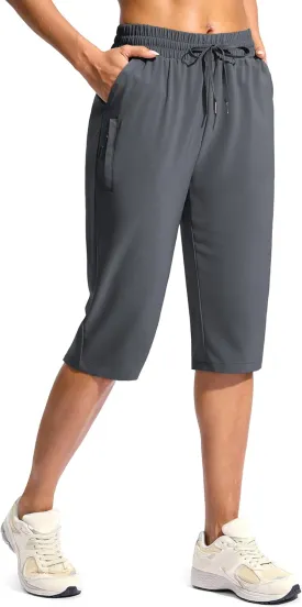 G Gradual Women's 15" Long Shorts Below The Knee Capri Lightweight Quick Dry Hiking Cargo Shorts for Women with 3 Pockets