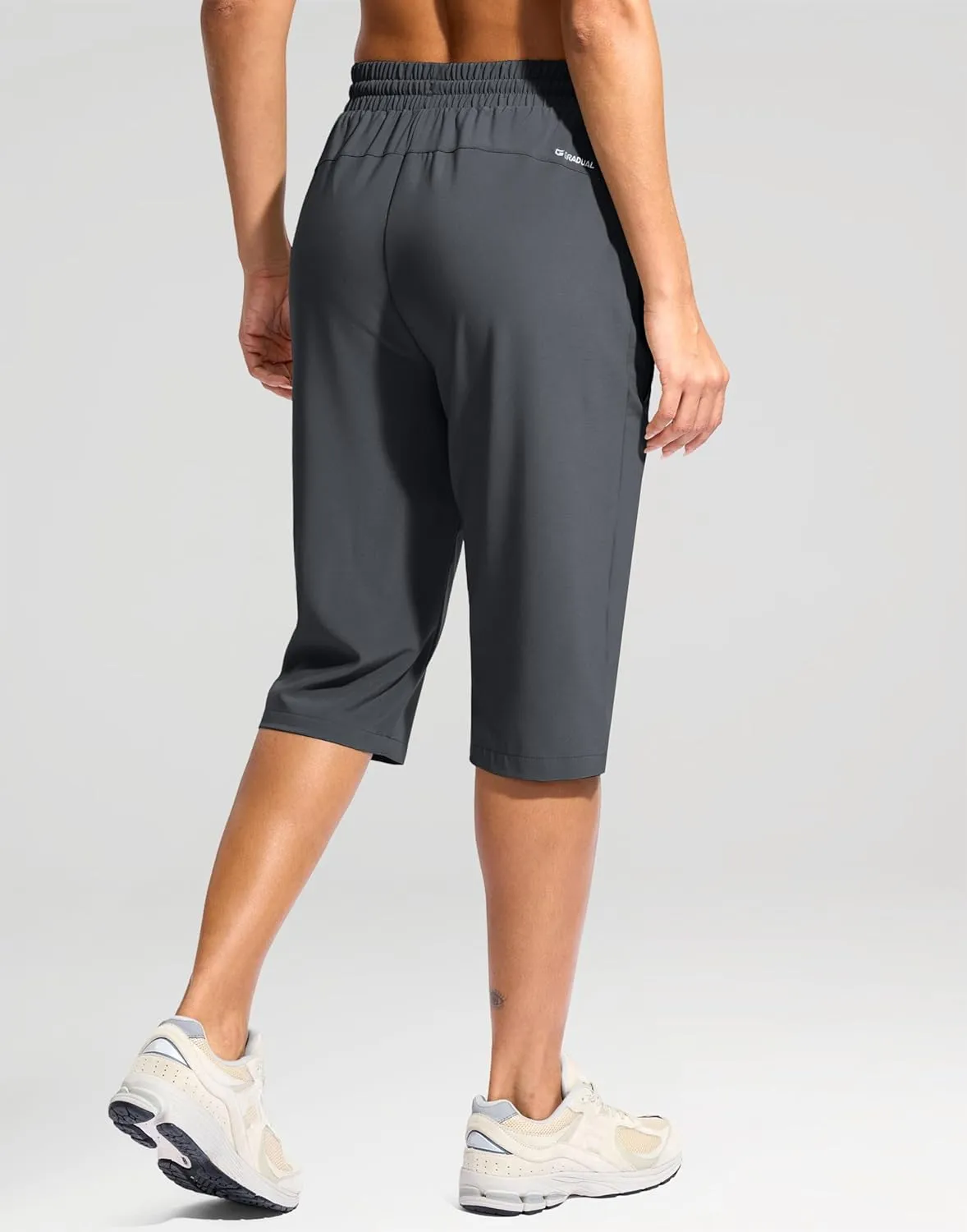 G Gradual Women's 15" Long Shorts Below The Knee Capri Lightweight Quick Dry Hiking Cargo Shorts for Women with 3 Pockets