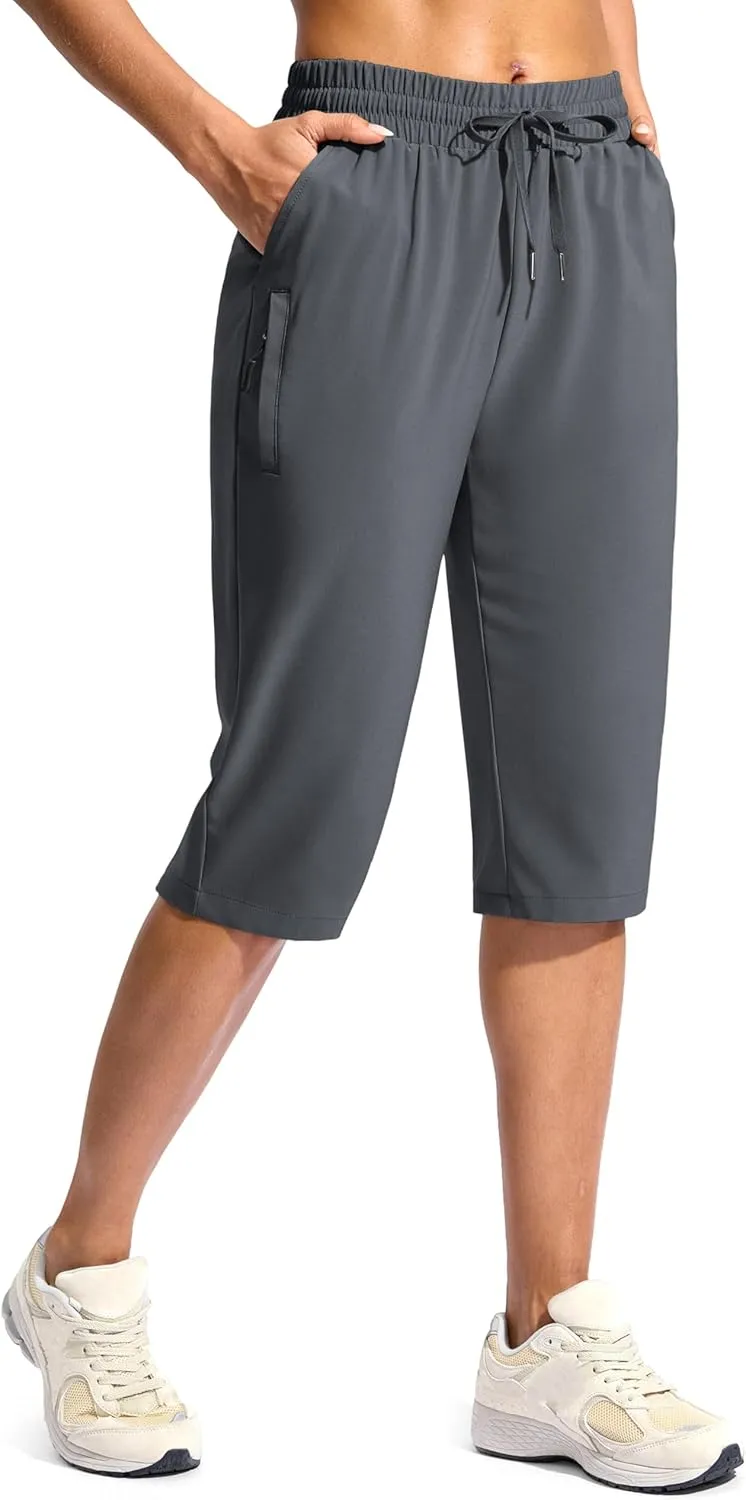 G Gradual Women's 15" Long Shorts Below The Knee Capri Lightweight Quick Dry Hiking Cargo Shorts for Women with 3 Pockets