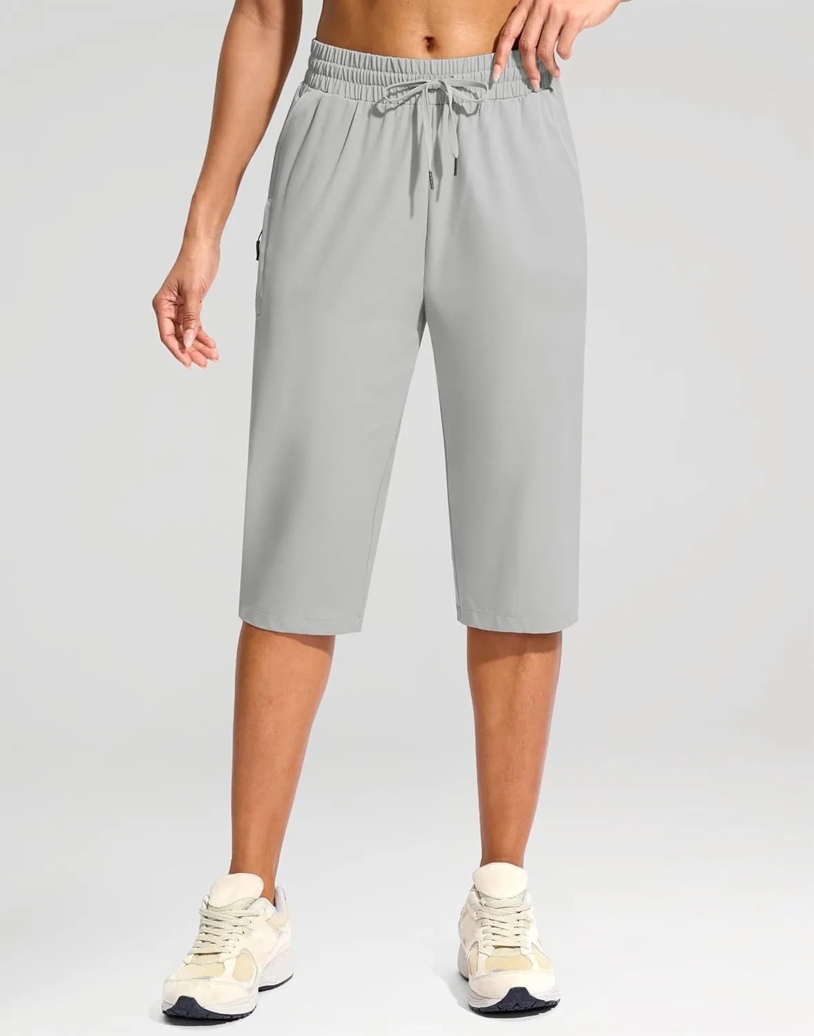 G Gradual Women's 15" Long Shorts Below The Knee Capri Lightweight Quick Dry Hiking Cargo Shorts for Women with 3 Pockets