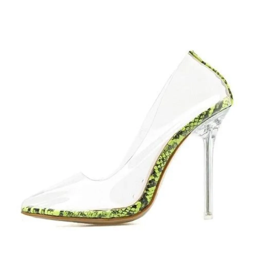 High Thin Heels Pointed Toe Slip on Leopard Pumps
