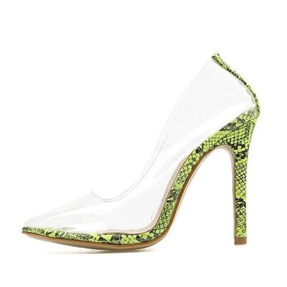High Thin Heels Pointed Toe Slip on Leopard Pumps