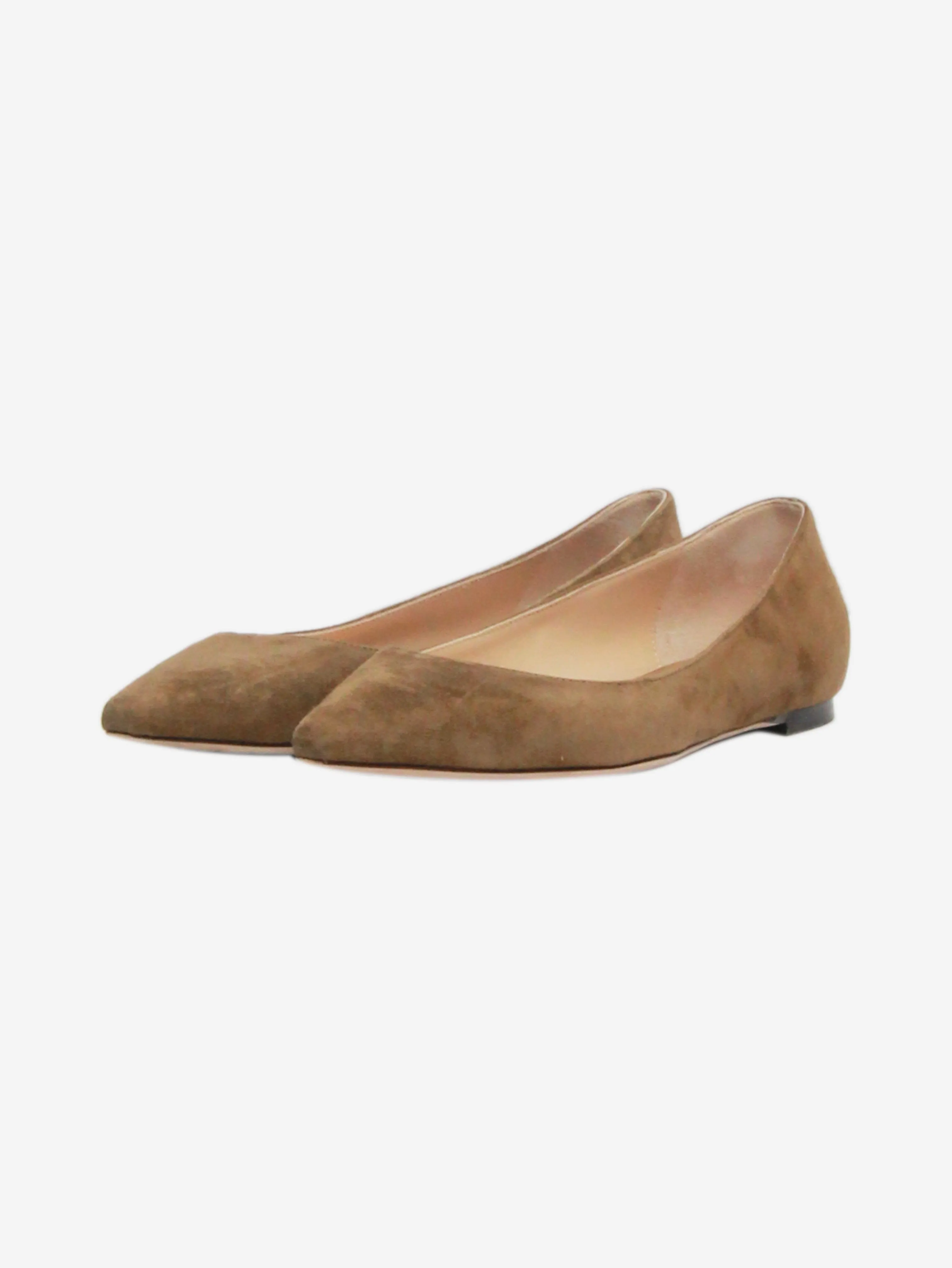 Khaki suede ballet flats - size EU 36