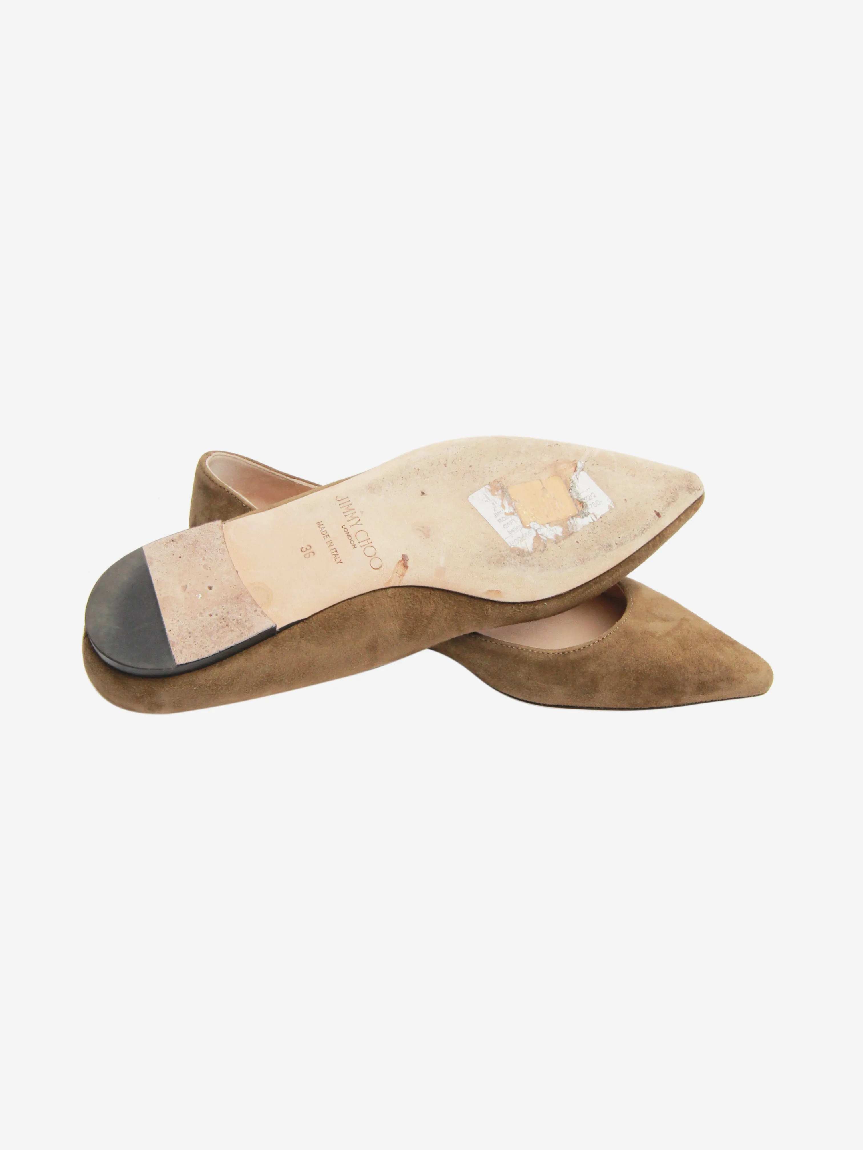Khaki suede ballet flats - size EU 36