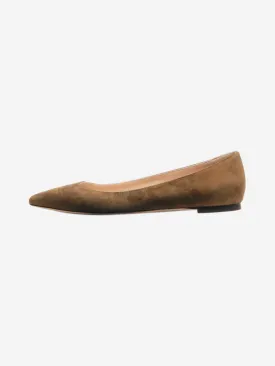 Khaki suede ballet flats - size EU 36