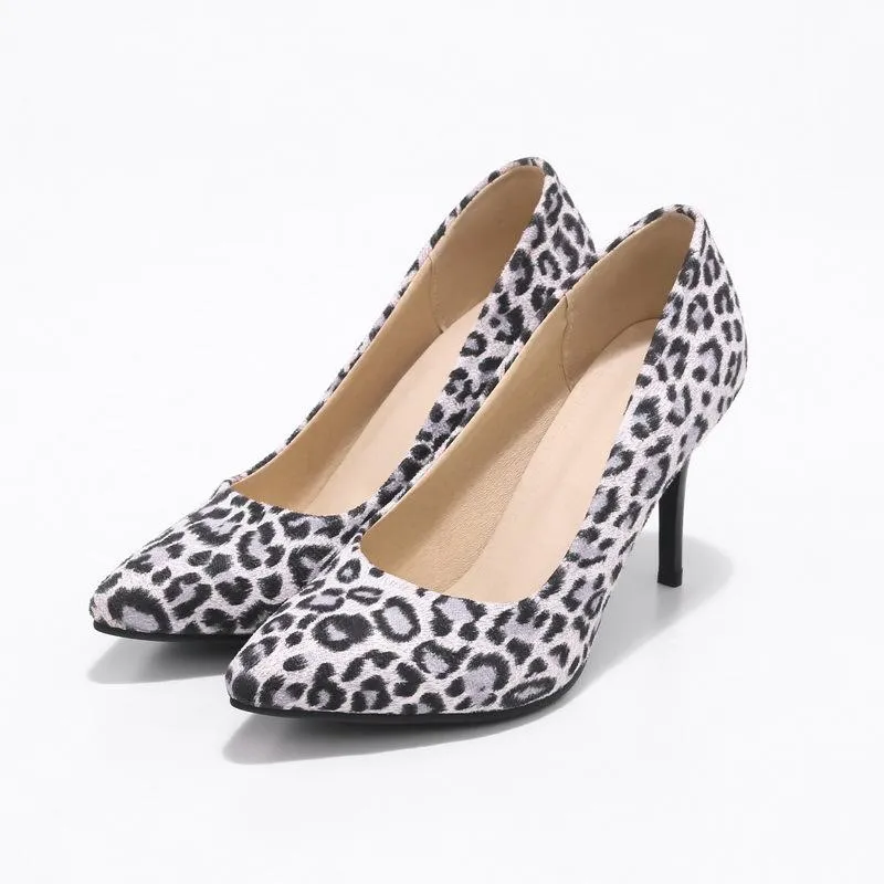 Ladies Stiletto High Heel Shallow Mouth Leopard Print Woman Pumps