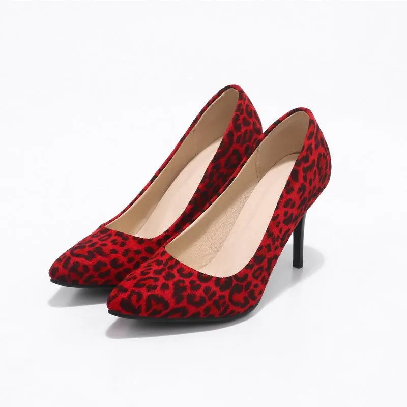 Ladies Stiletto High Heel Shallow Mouth Leopard Print Woman Pumps