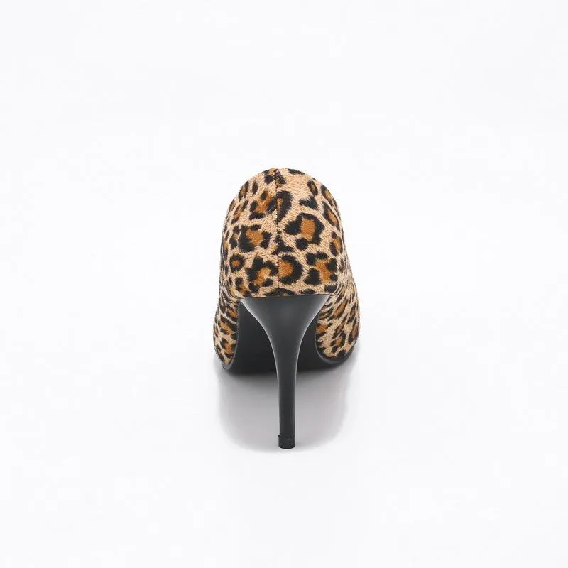 Ladies Stiletto High Heel Shallow Mouth Leopard Print Woman Pumps