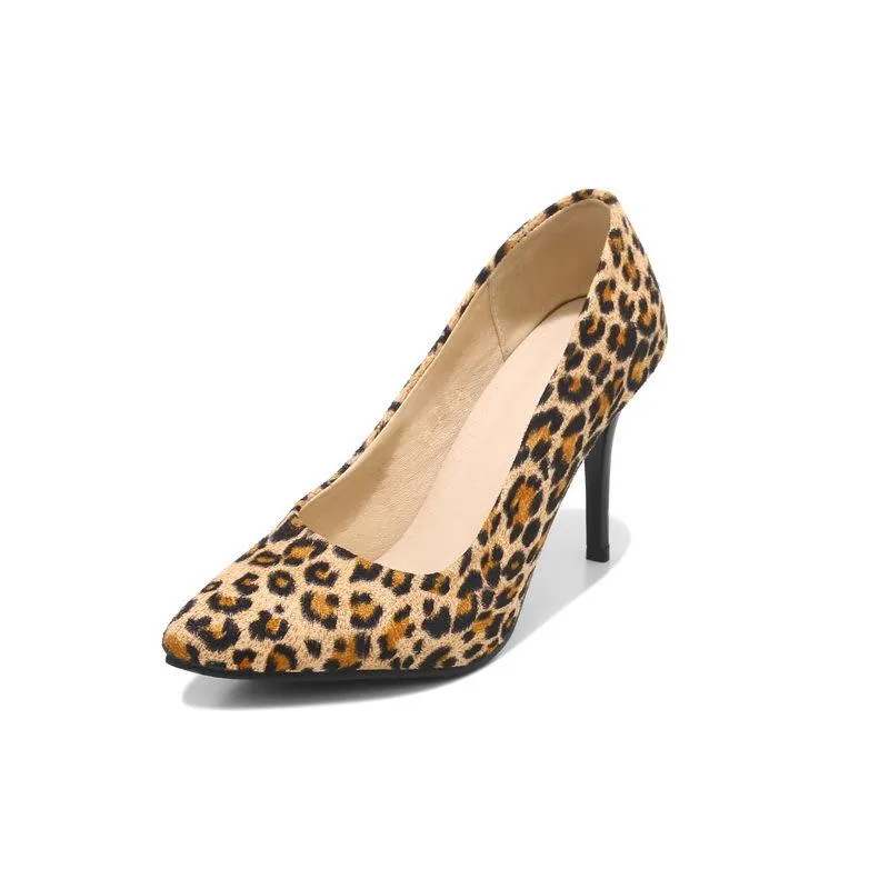 Ladies Stiletto High Heel Shallow Mouth Leopard Print Woman Pumps