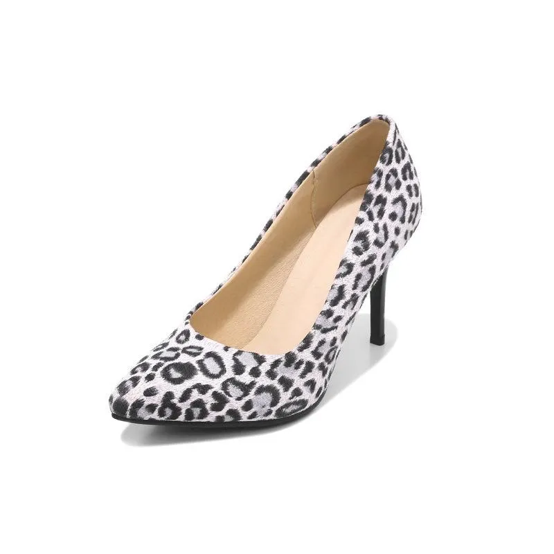 Ladies Stiletto High Heel Shallow Mouth Leopard Print Woman Pumps
