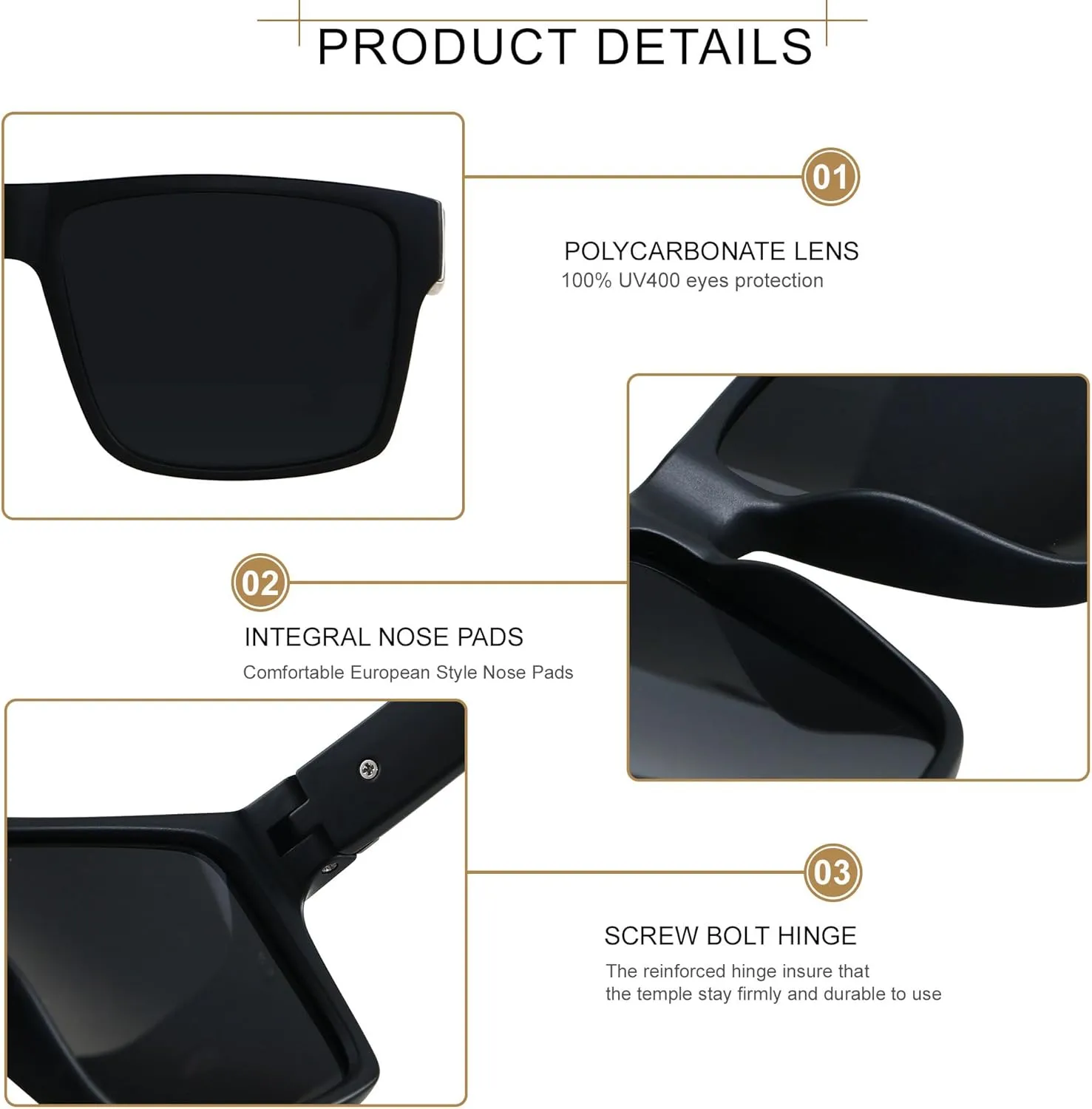 LYZOIT Square Sunglasses for Men Women Polarized Oversized Big UV Protection Rectangle Shades
