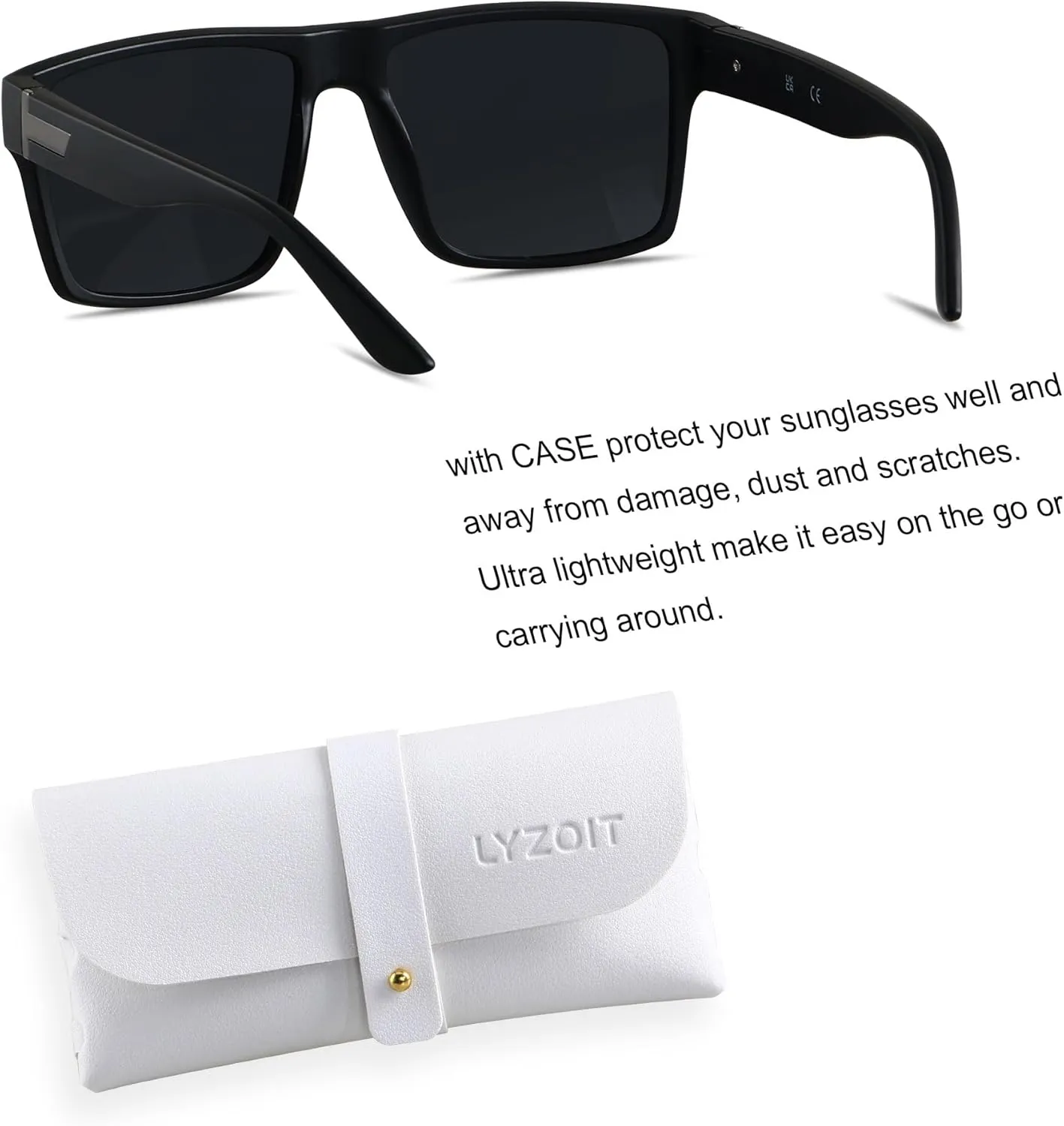 LYZOIT Square Sunglasses for Men Women Polarized Oversized Big UV Protection Rectangle Shades