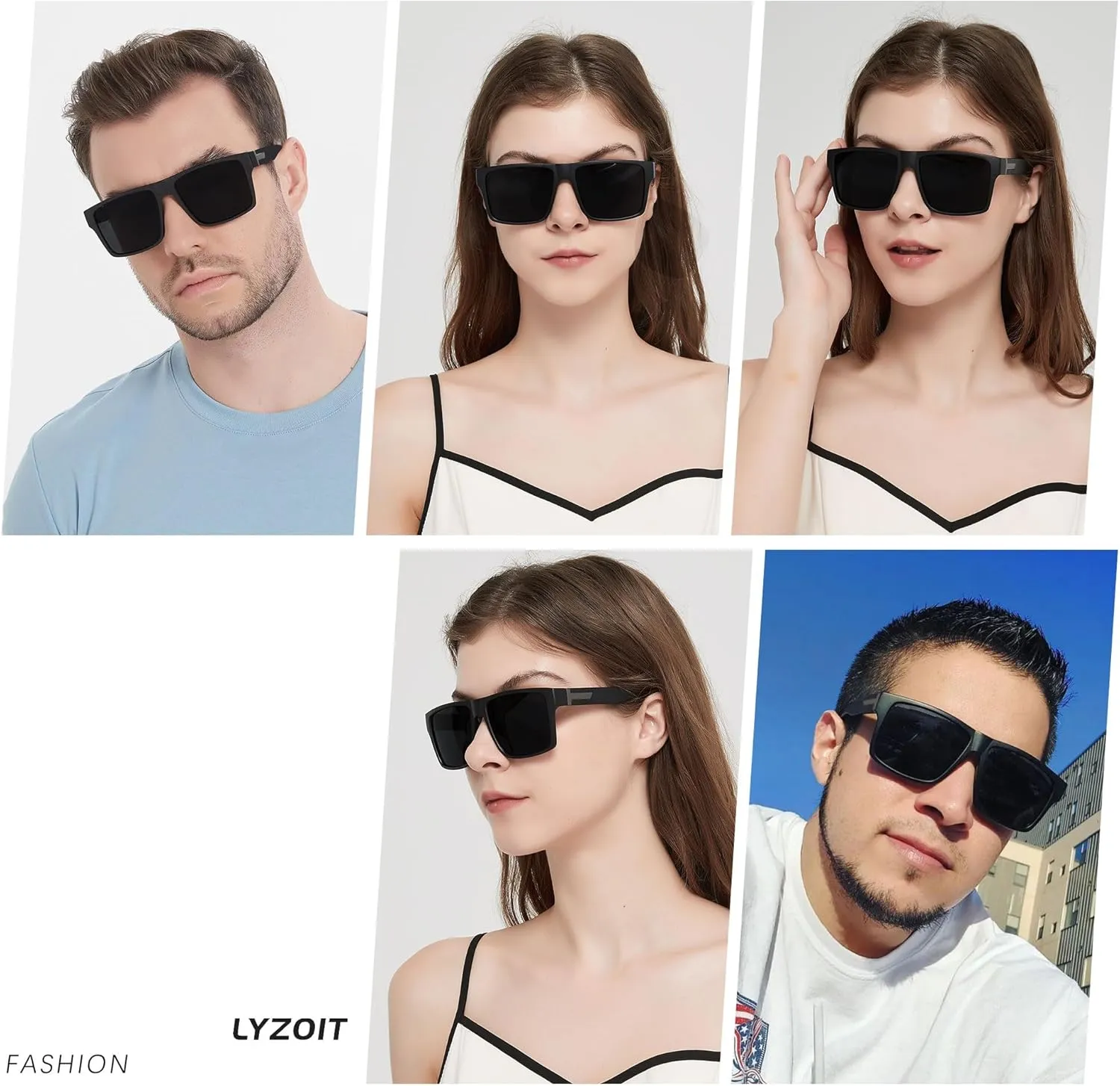 LYZOIT Square Sunglasses for Men Women Polarized Oversized Big UV Protection Rectangle Shades