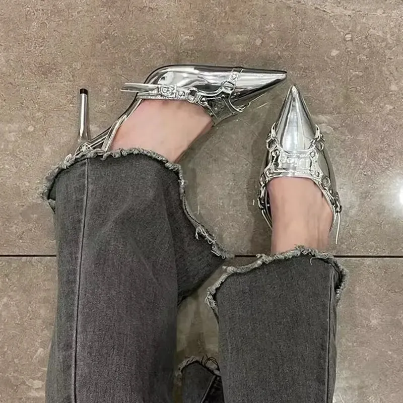 Matrix Silver High Heels Pumps