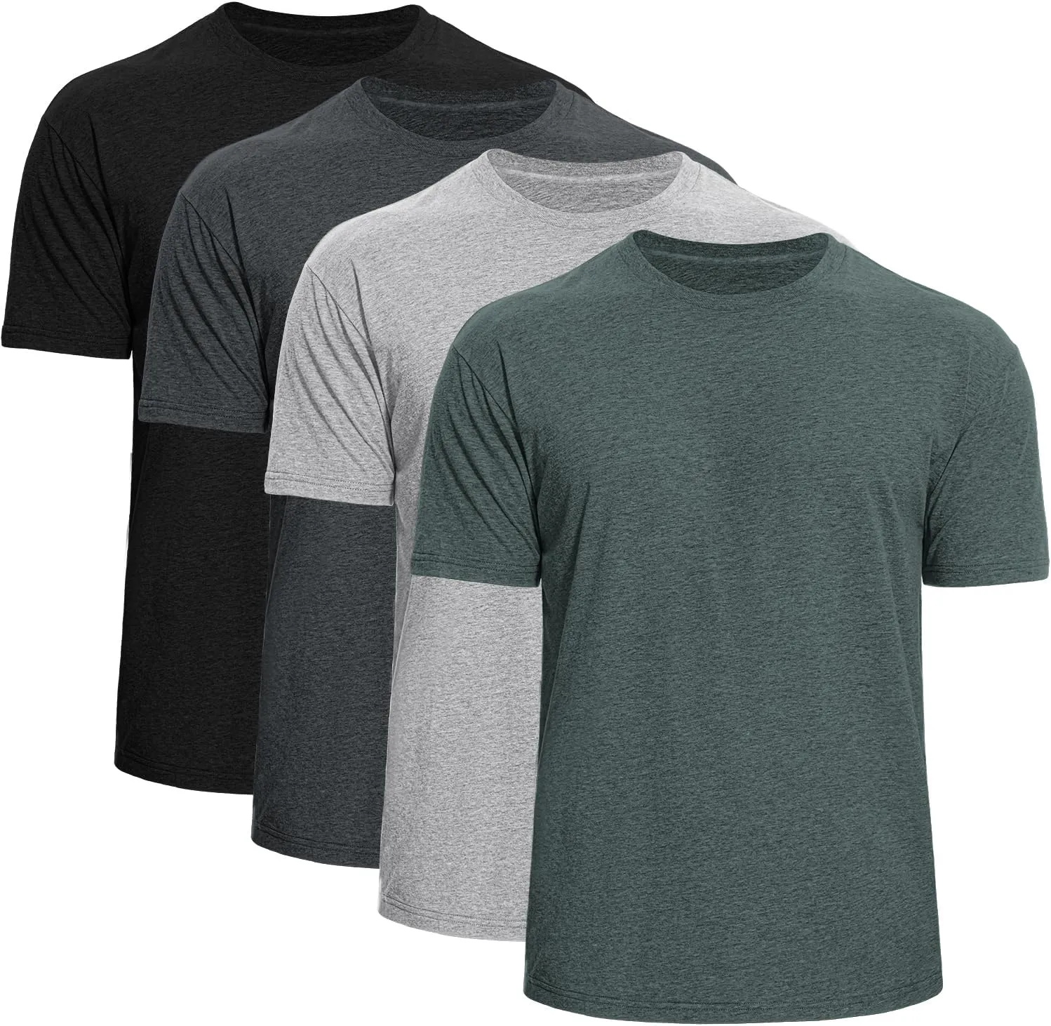 Men's Cotton Crew Neck T-Shirts 4-Pack - Soft Short Sleeve Basic Tees, Comfortable Classic Fit Jersey Shirts for Men