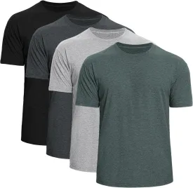 Men's Cotton Crew Neck T-Shirts 4-Pack - Soft Short Sleeve Basic Tees, Comfortable Classic Fit Jersey Shirts for Men