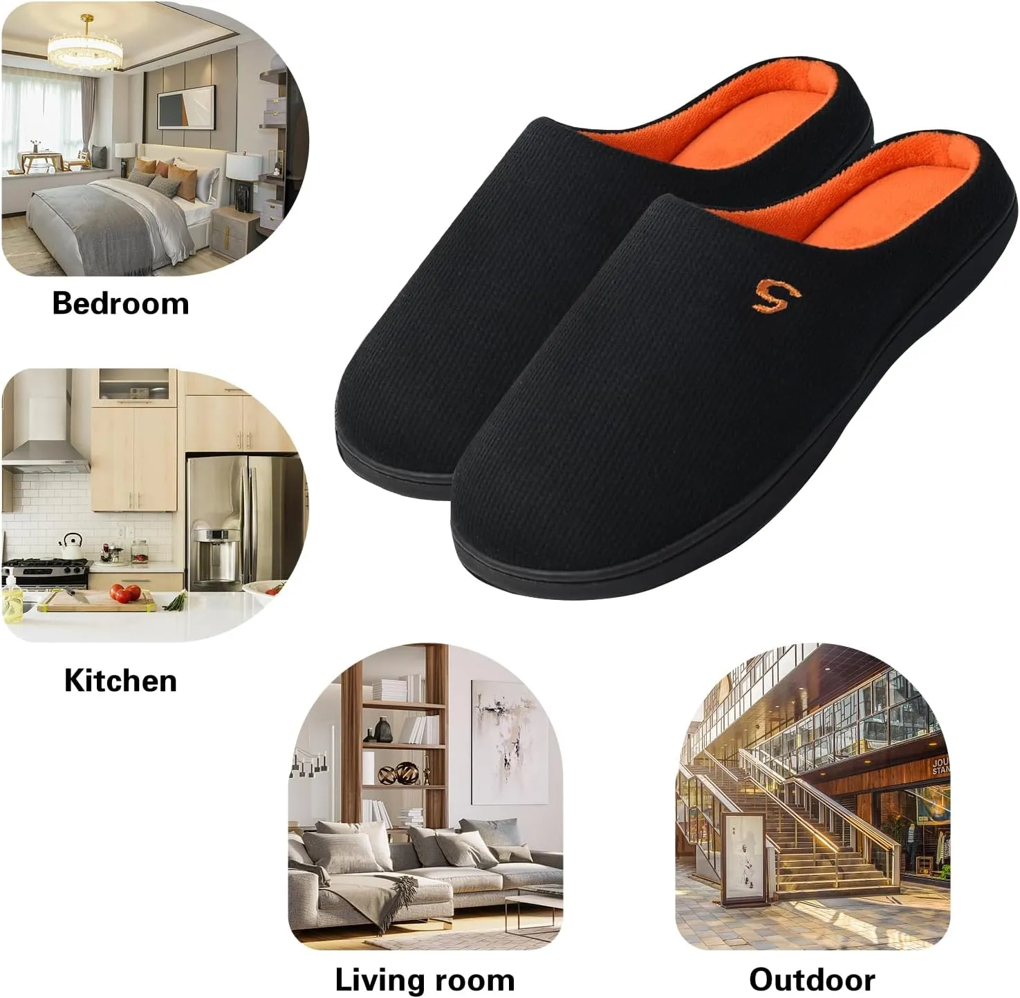 Men's Memory Foam Slippers, Comfy House Shoes, Cozy Men's Slippers with Warm Soft Coral Fleece Lining