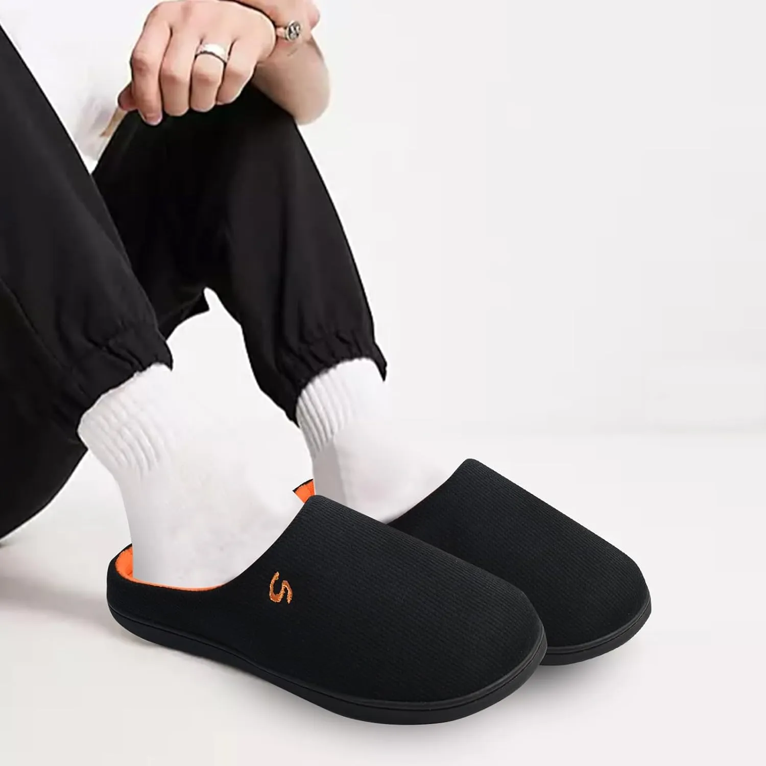 Men's Memory Foam Slippers, Comfy House Shoes, Cozy Men's Slippers with Warm Soft Coral Fleece Lining